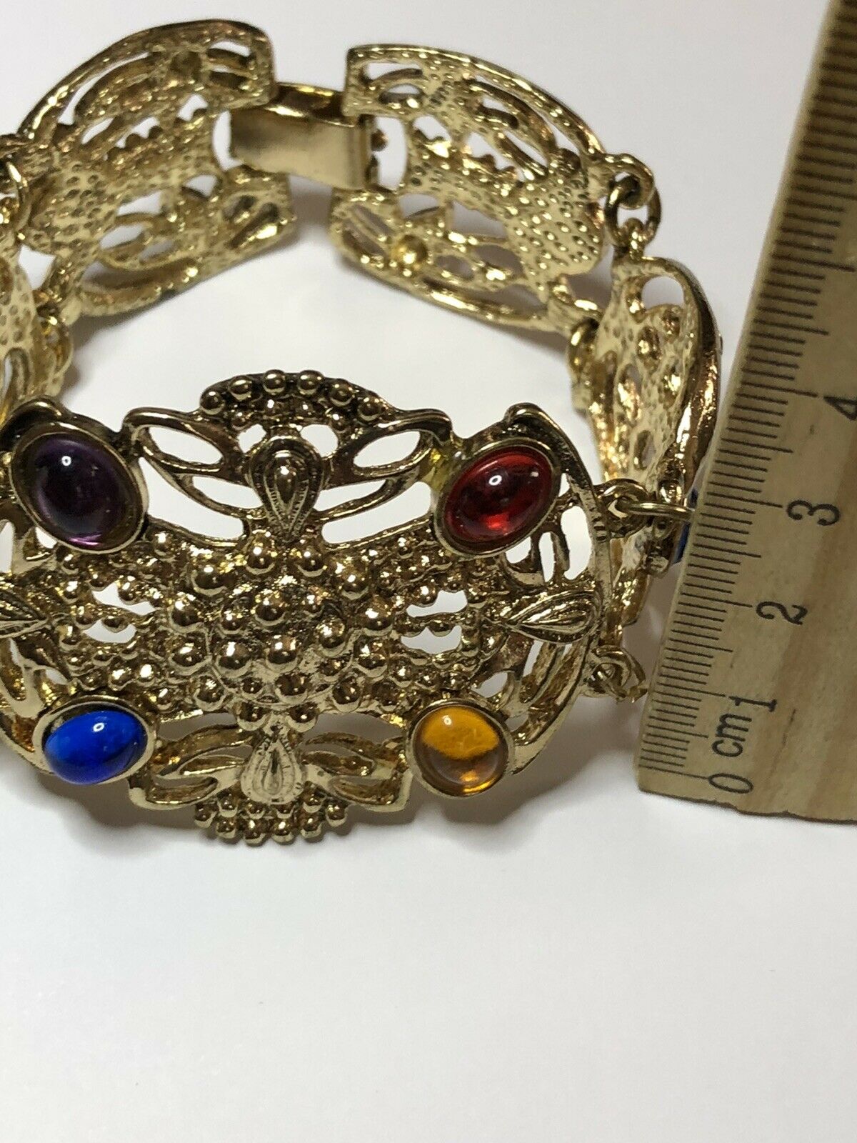 Vintage Multicoloured Cabochon Gold Plated Bracelet