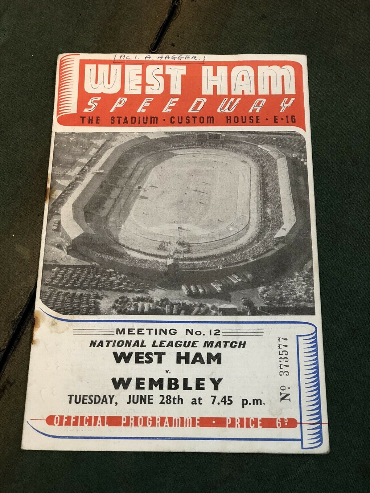 Early Speedway Programme Circa Late 1940’s