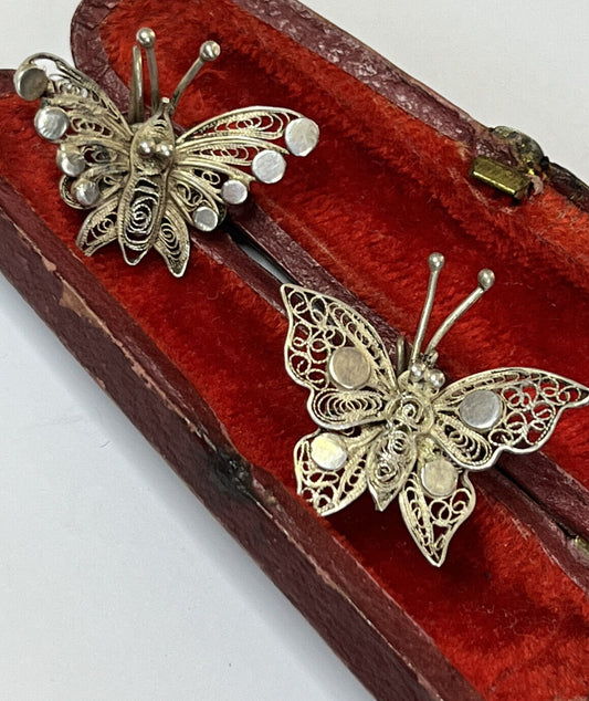 Vintage Filigree Butterfly Earrings