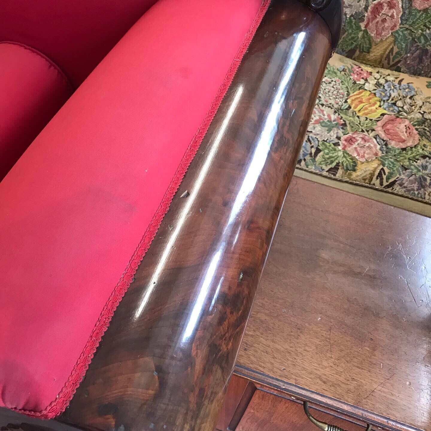 Victorian Mahogany Sofa With Curved Ends And Lions Paw Feet. Stunning!!