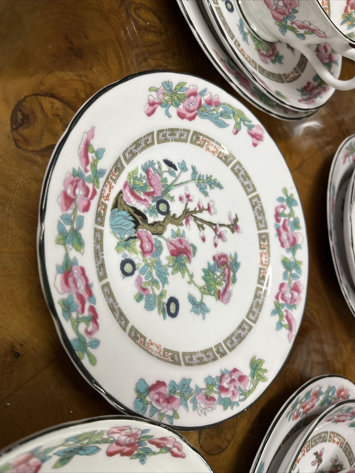 Ye Olde English Tea Set. Teapot, Milk, Sugar, Saucers & Cake Plates