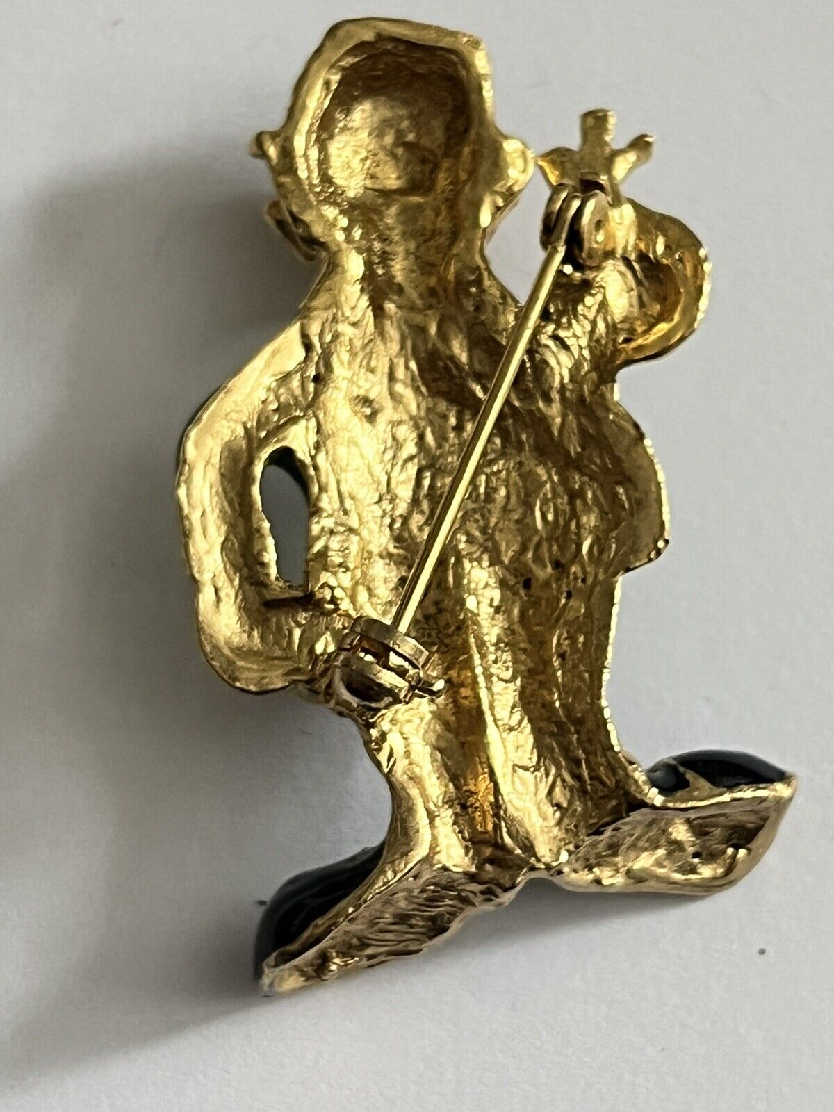 Vintage Gold Tone Enamel Clown Brooch