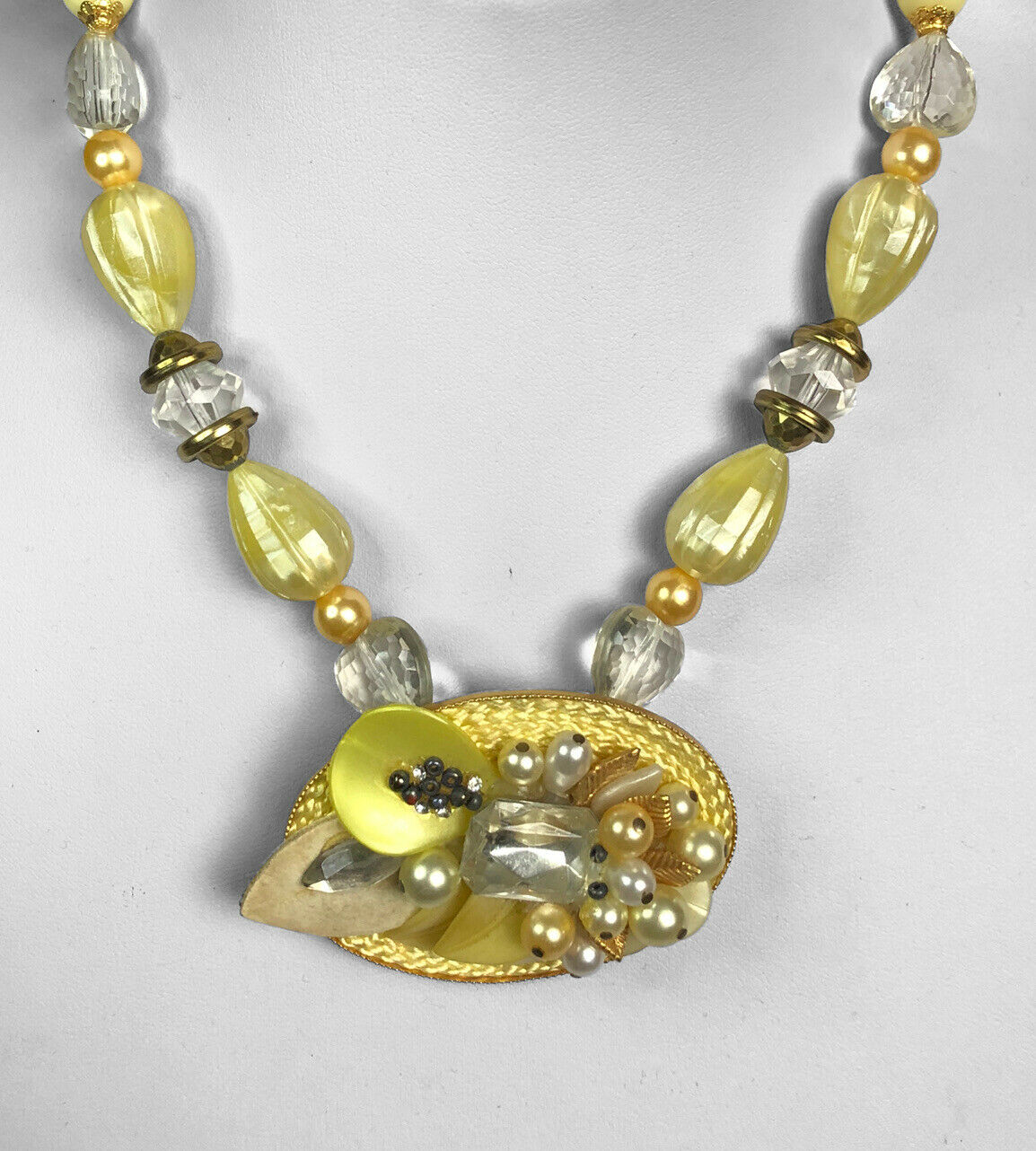 Vintage Signed Pierre Cardin Rare Runway Yellow Beaded Necklace