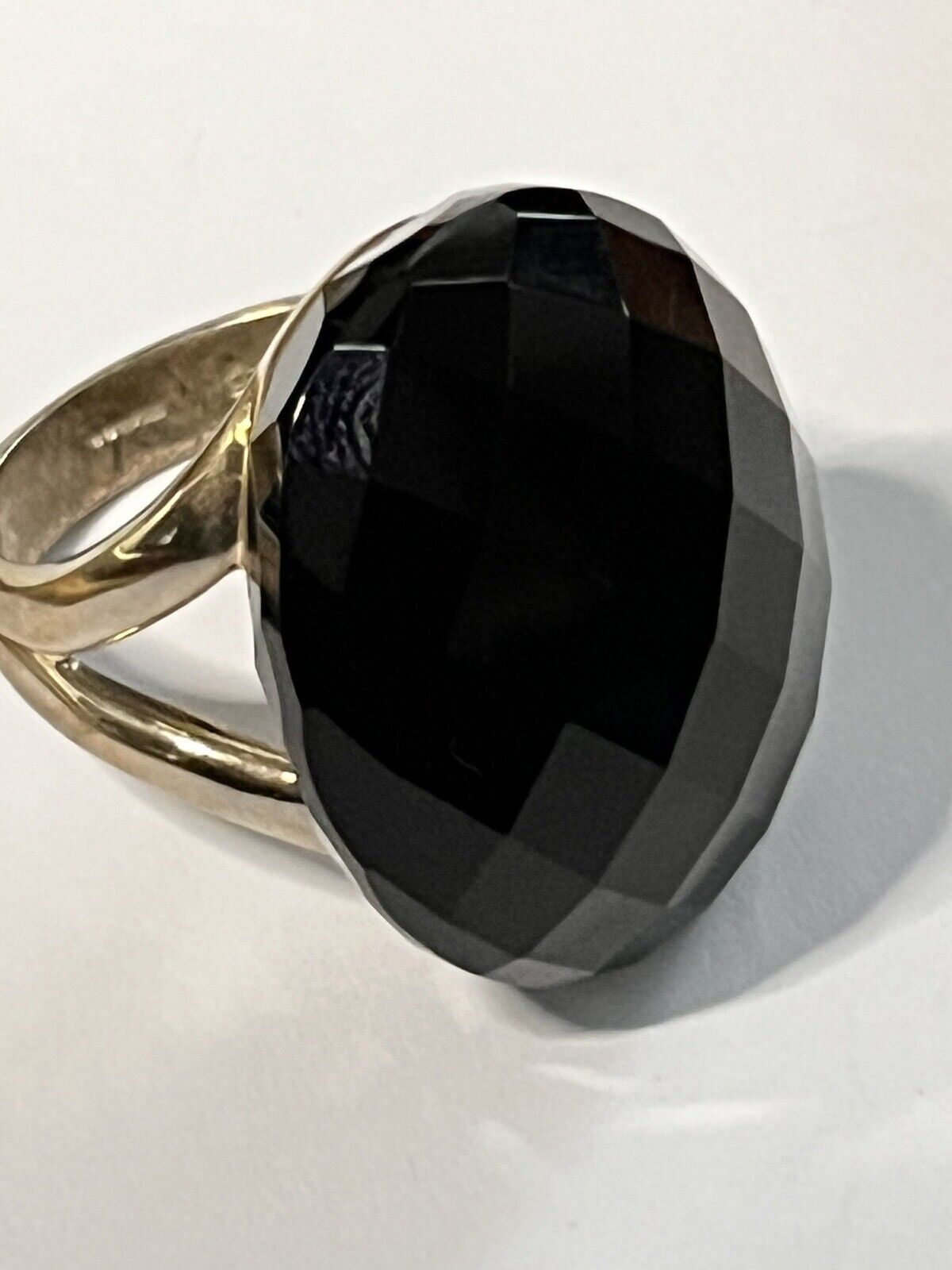 Vintage Silver 925 Faceted Onyx Statement Ring