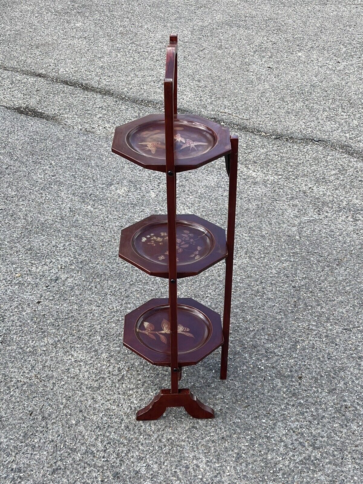 Edwardian Japanned Folding Cake Stand. Great for cream teas in the garden