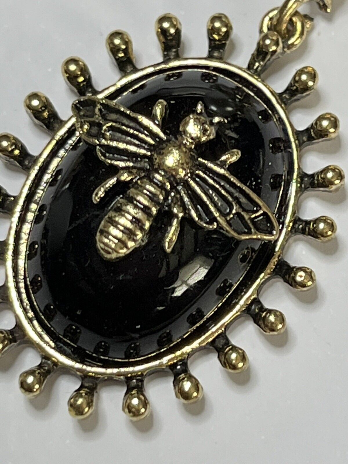 Vintage Statement Black Enamel Faux Pearl Bug Earrings
