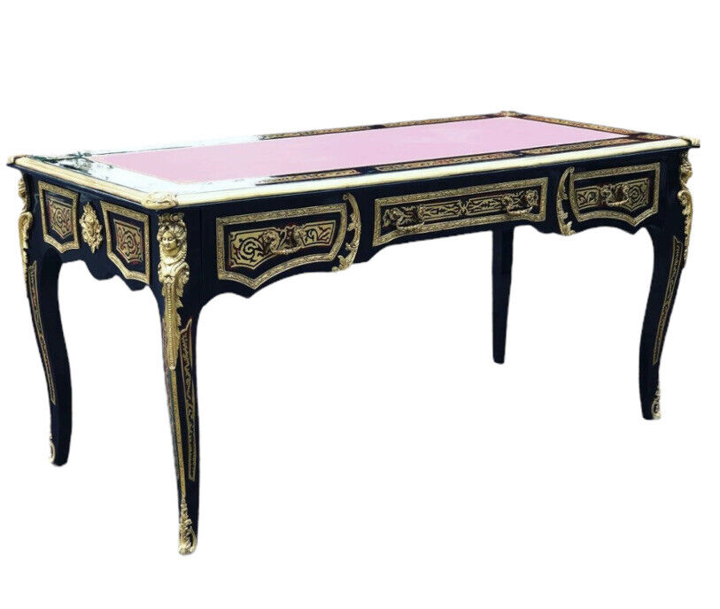 French Empire Style Boulle Desk With Brass Decoration.