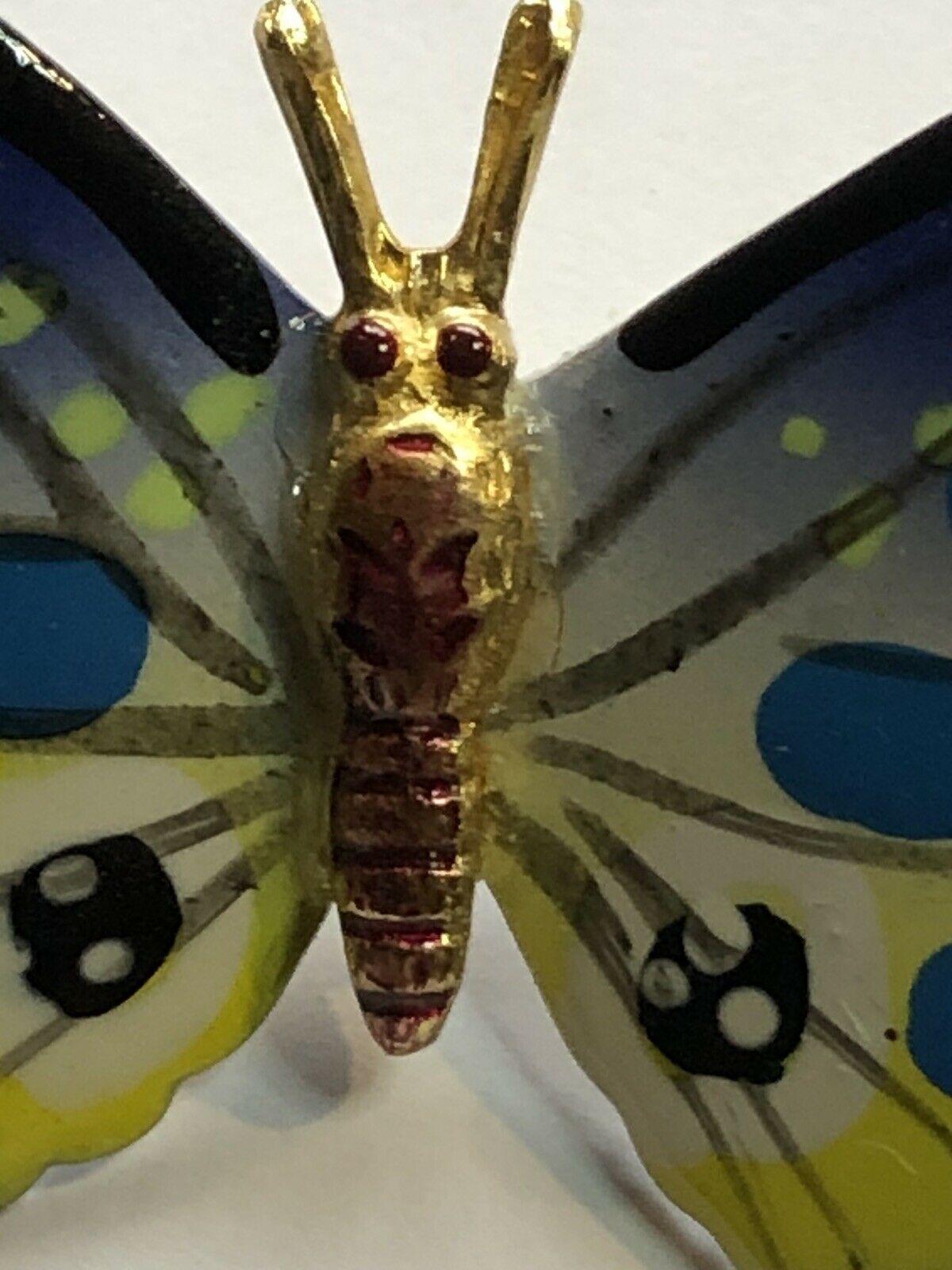 Vintage Gold Tone Enamel Butterfly Brooch