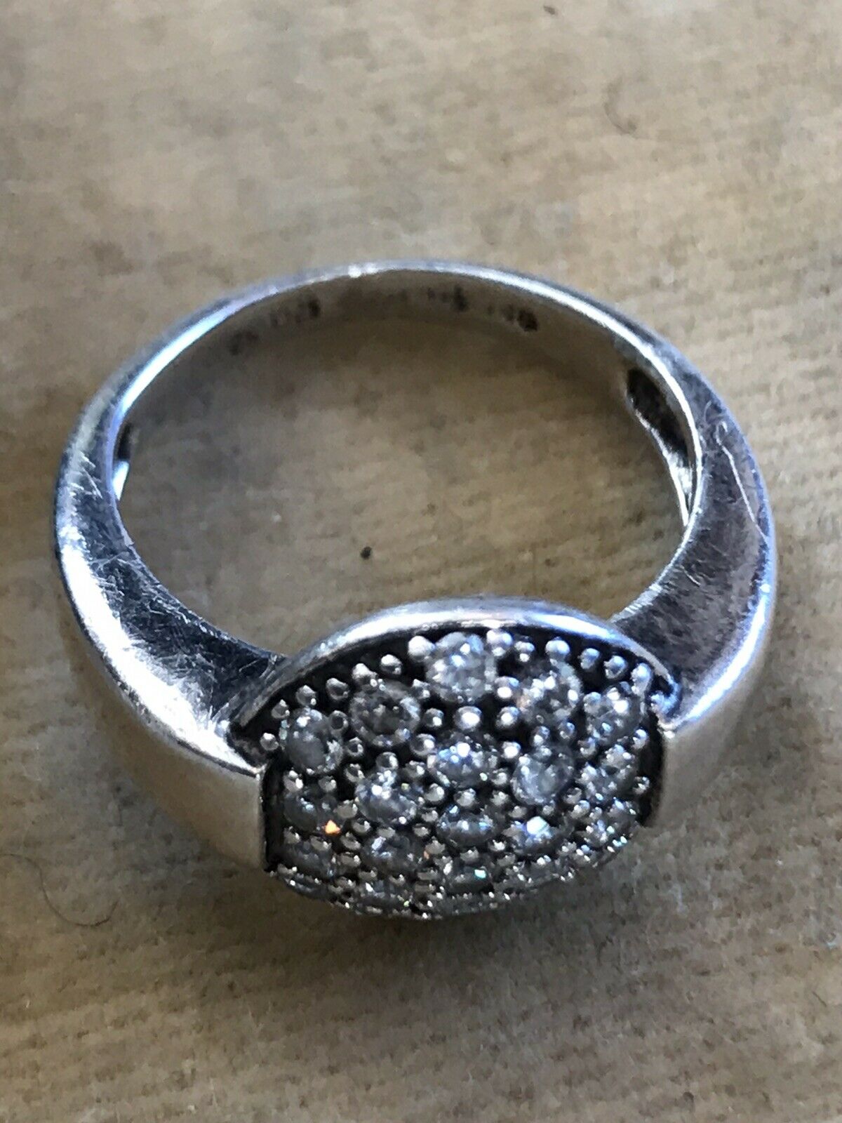 Vintage Signed Folli Follie Silver Diamanté Ring