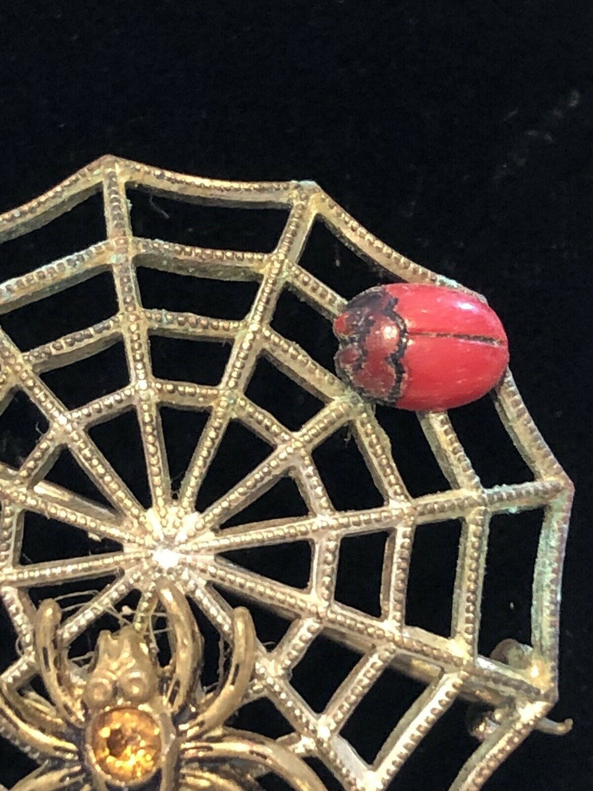 Vintage Early Paste Spider Web Brooch