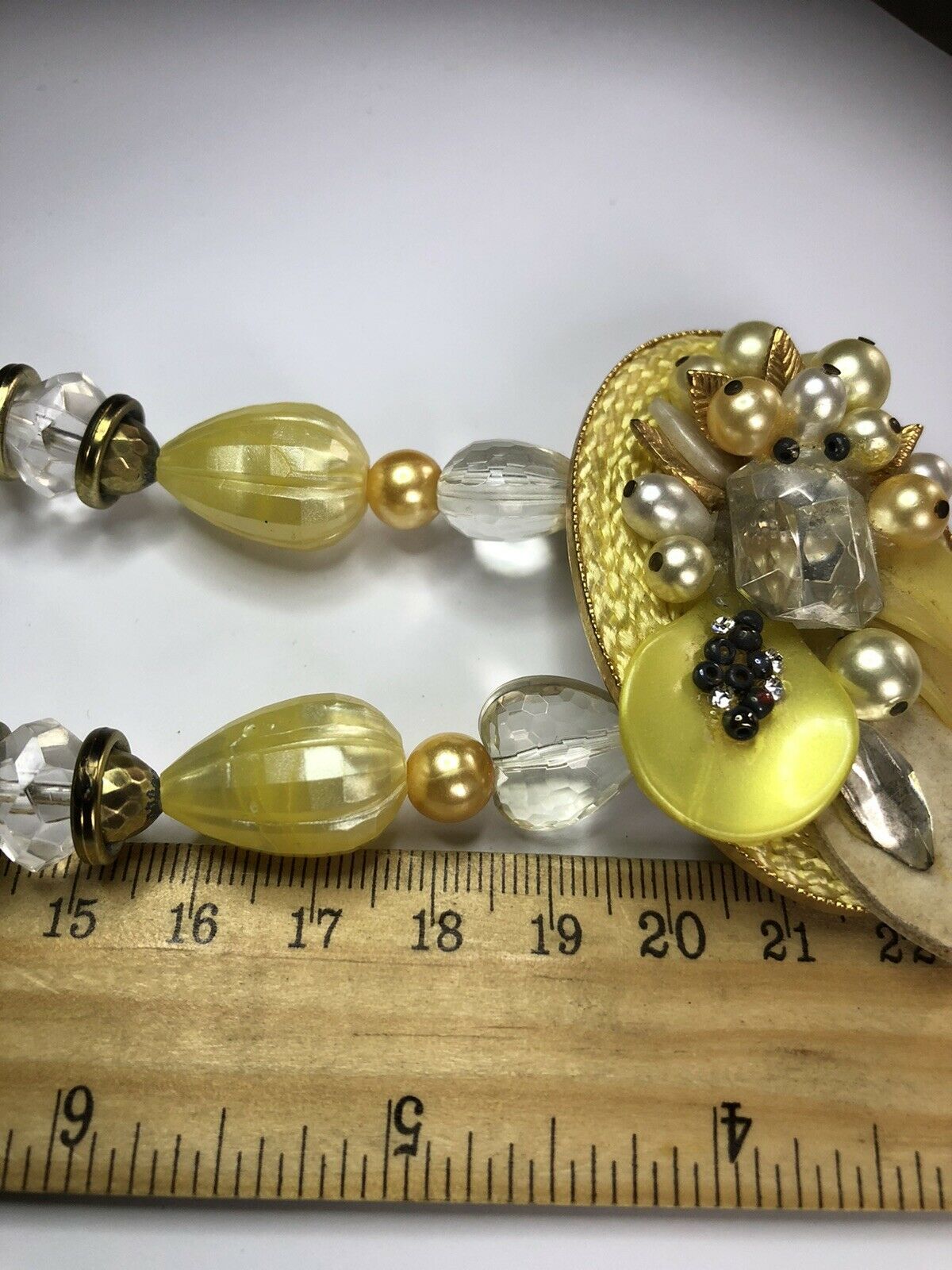 Vintage Signed Pierre Cardin Rare Runway Yellow Beaded Necklace