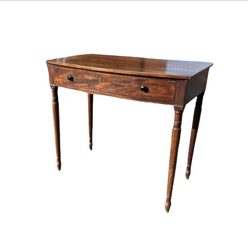 Mahogany Bow Fronted Console Table, Hall Or Side Table.