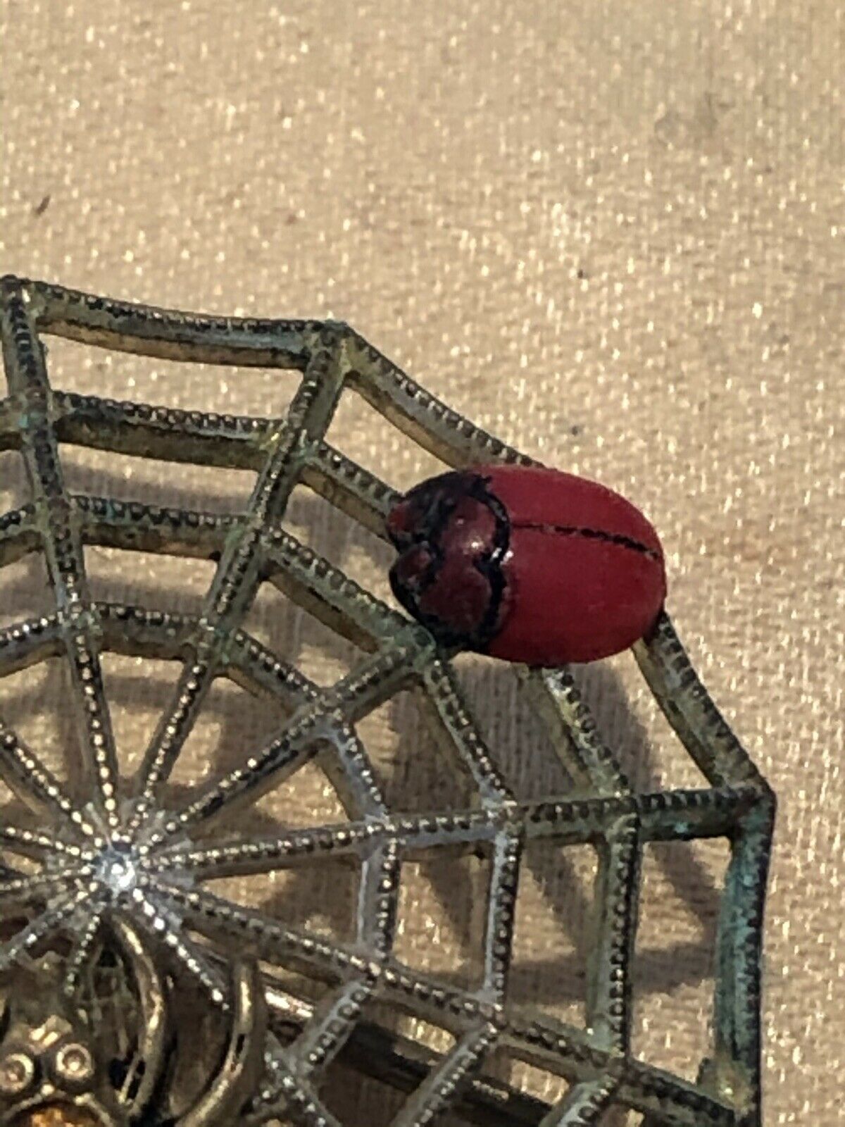 Vintage Early Paste Spider Web Brooch