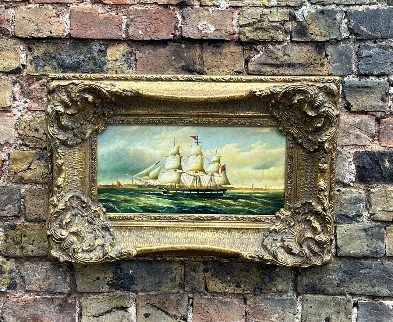 Maritime Oil On Board In Gold Gilt Frame