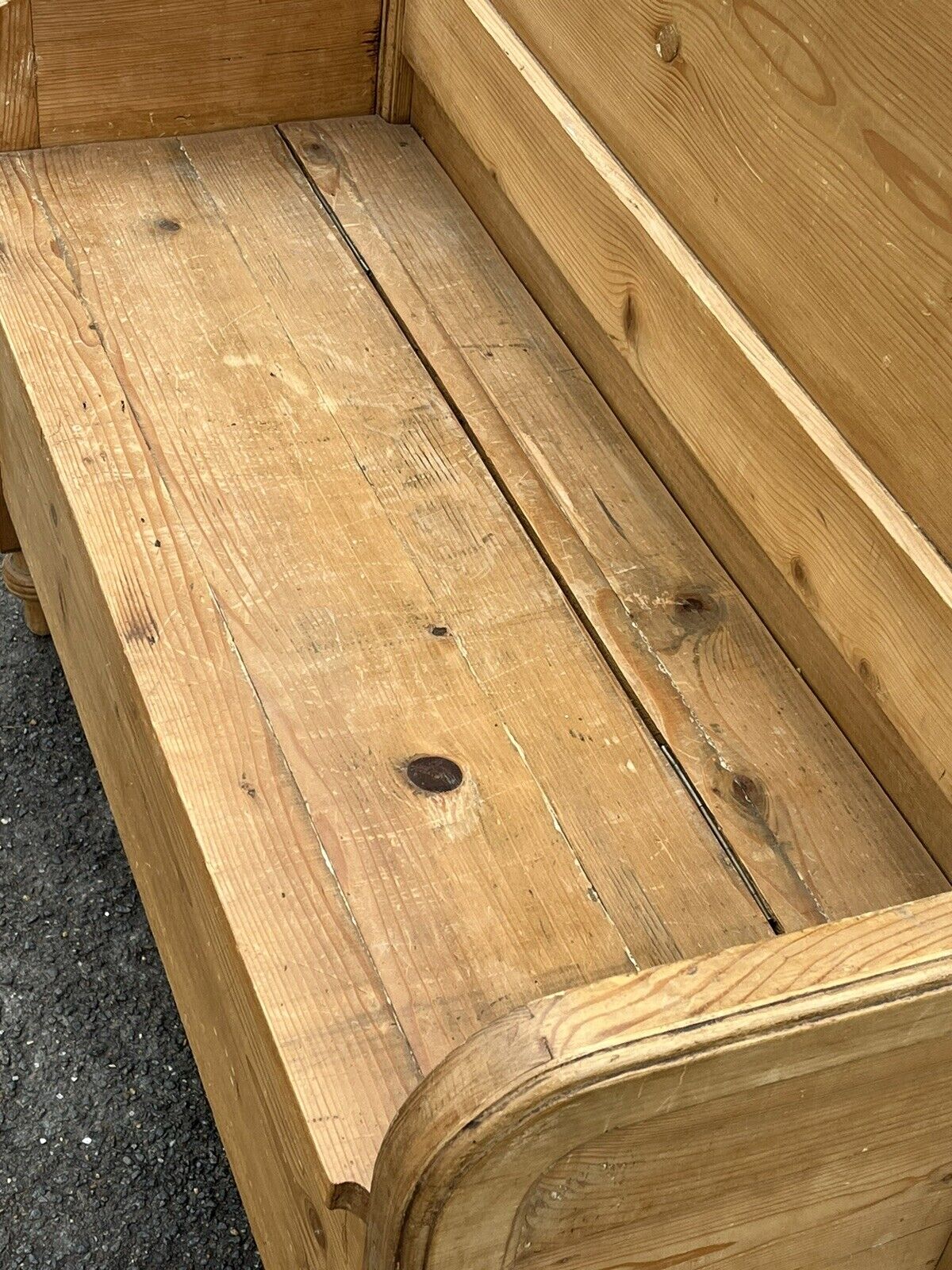 Victorian Pine Hall Bench With Shoe Cupboard.