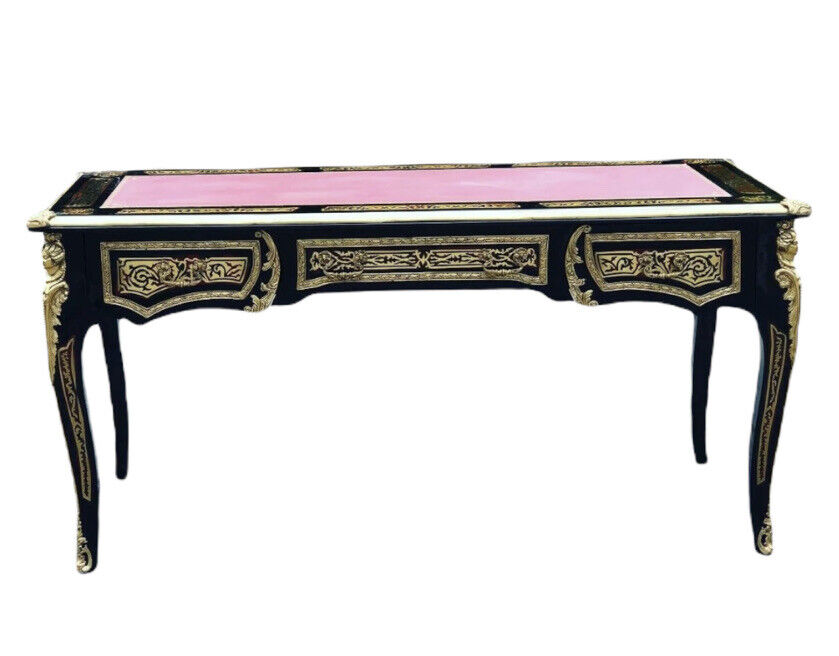 French Empire Style Boulle Desk With Brass Decoration.