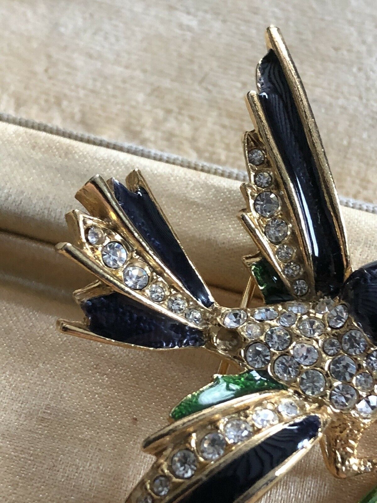 Vintage Enamel Diamanté Bird Brooch