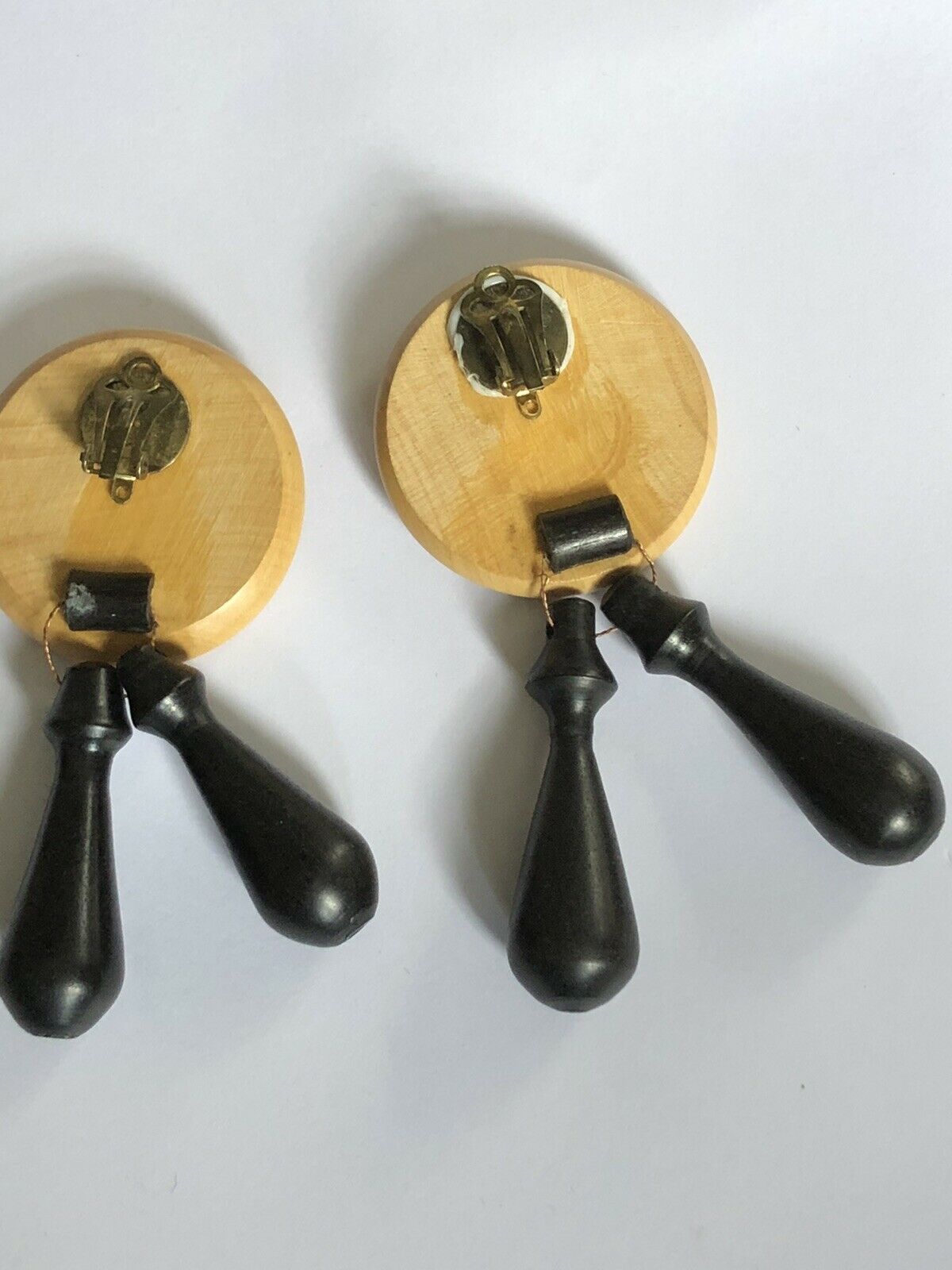 Vintage 1980s Wooden Statement Drop Earrings