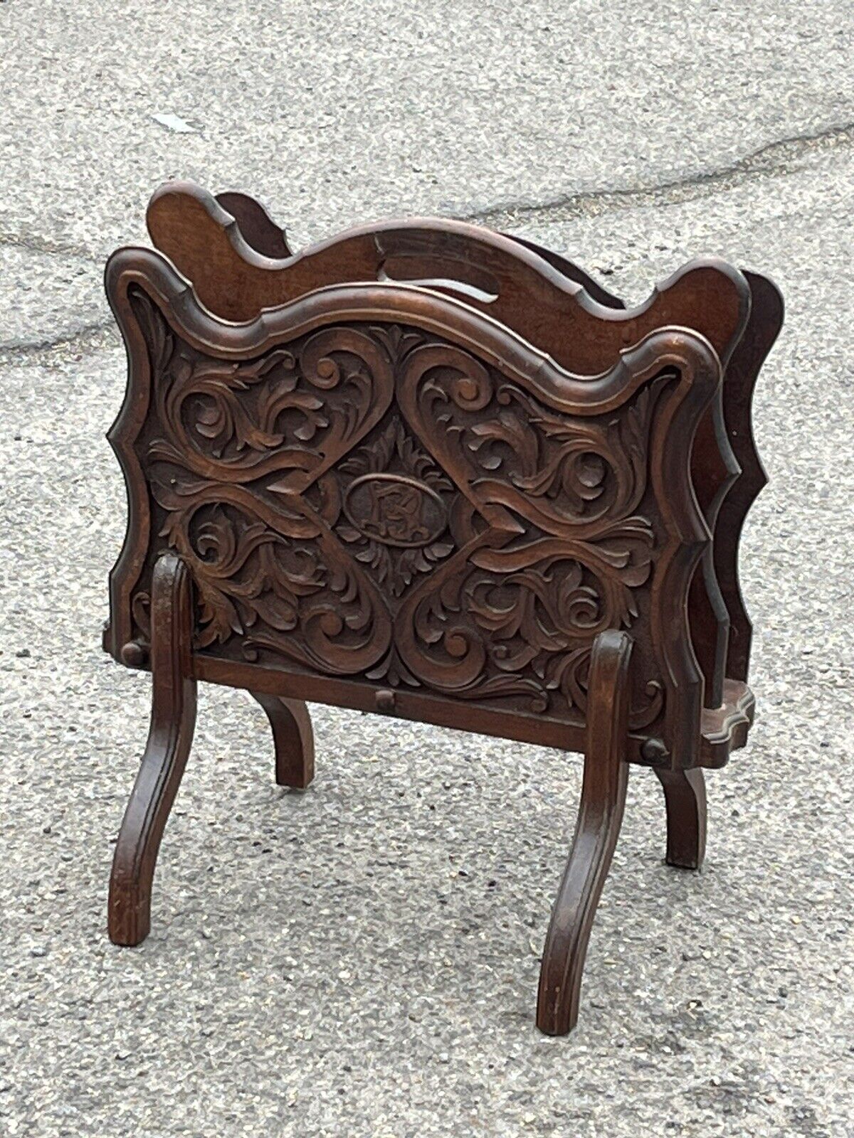 Victorian Magazine Rack / Canterbury. Fine Carved Decoration