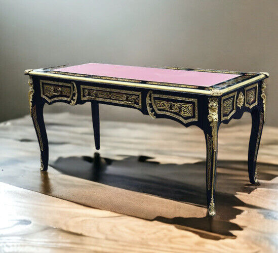 French Empire Style Boulle Desk With Brass Decoration.