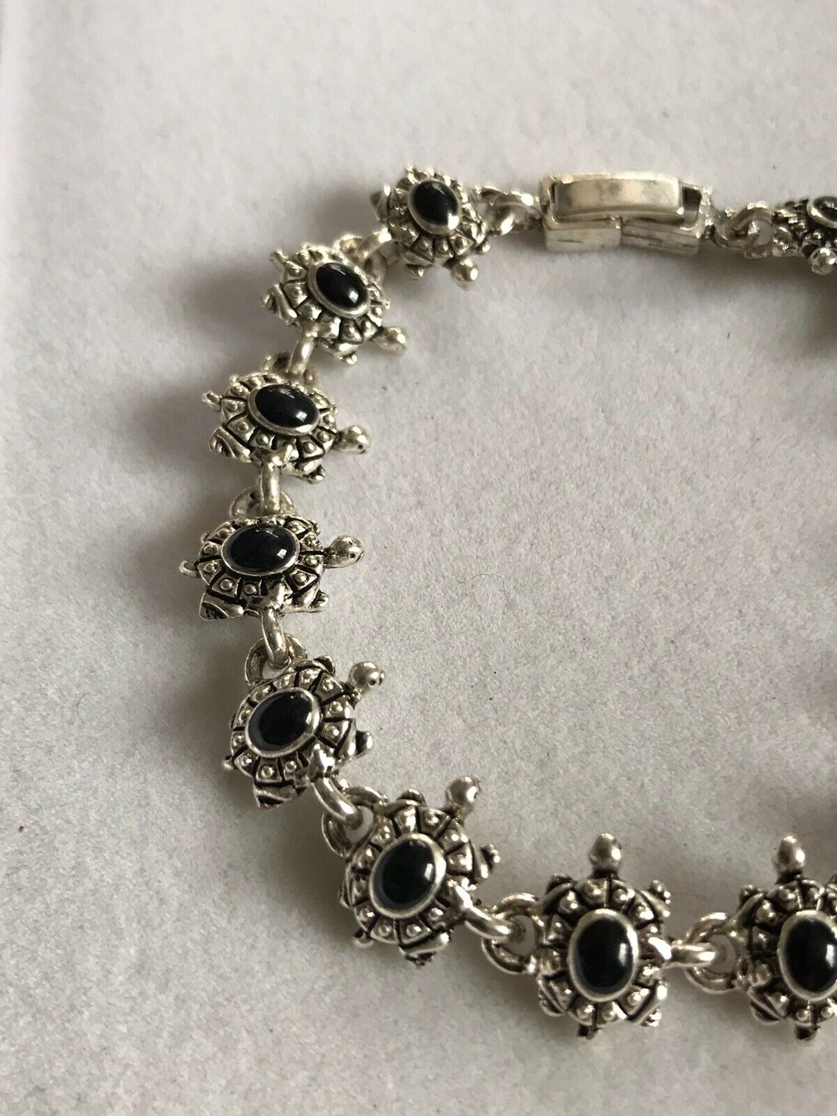 Antique Black Onyx & Sterling fashion Silver Bracelet.