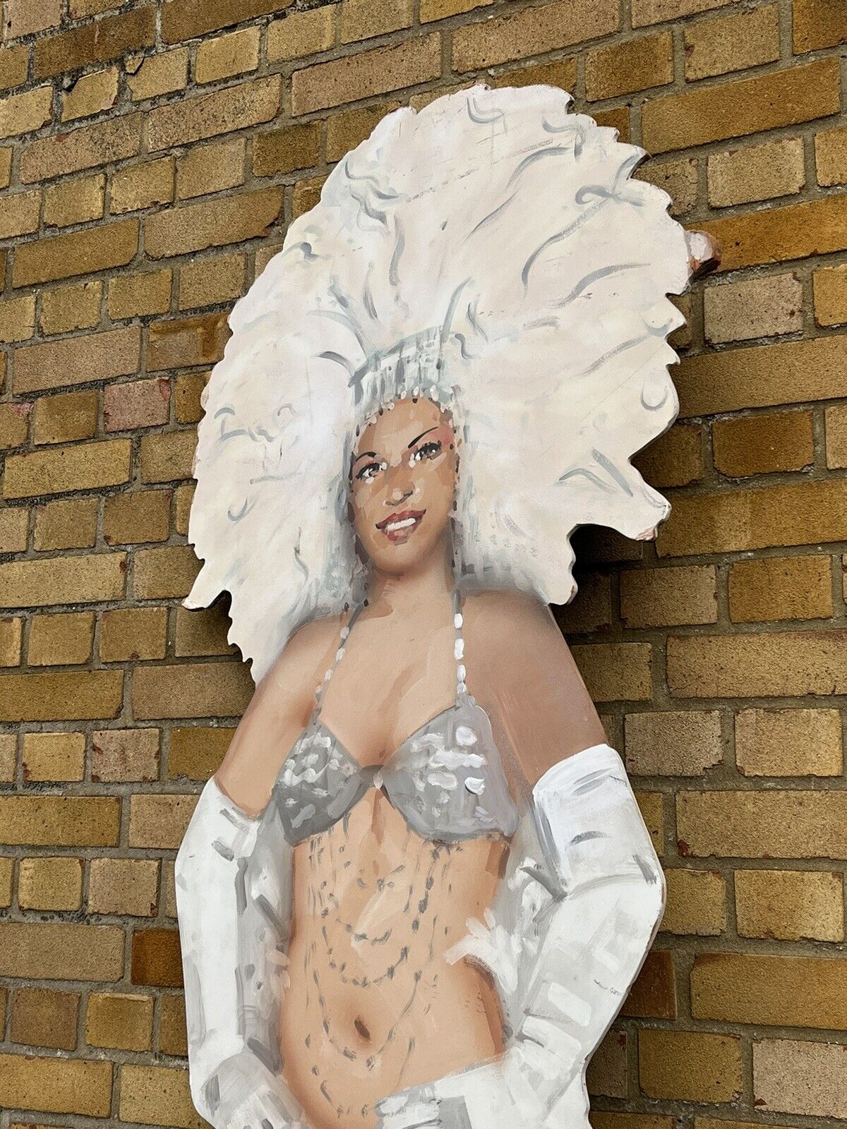 HUGE Hand Painted Dancing Lady Window Prop, 8 Feet Tall.