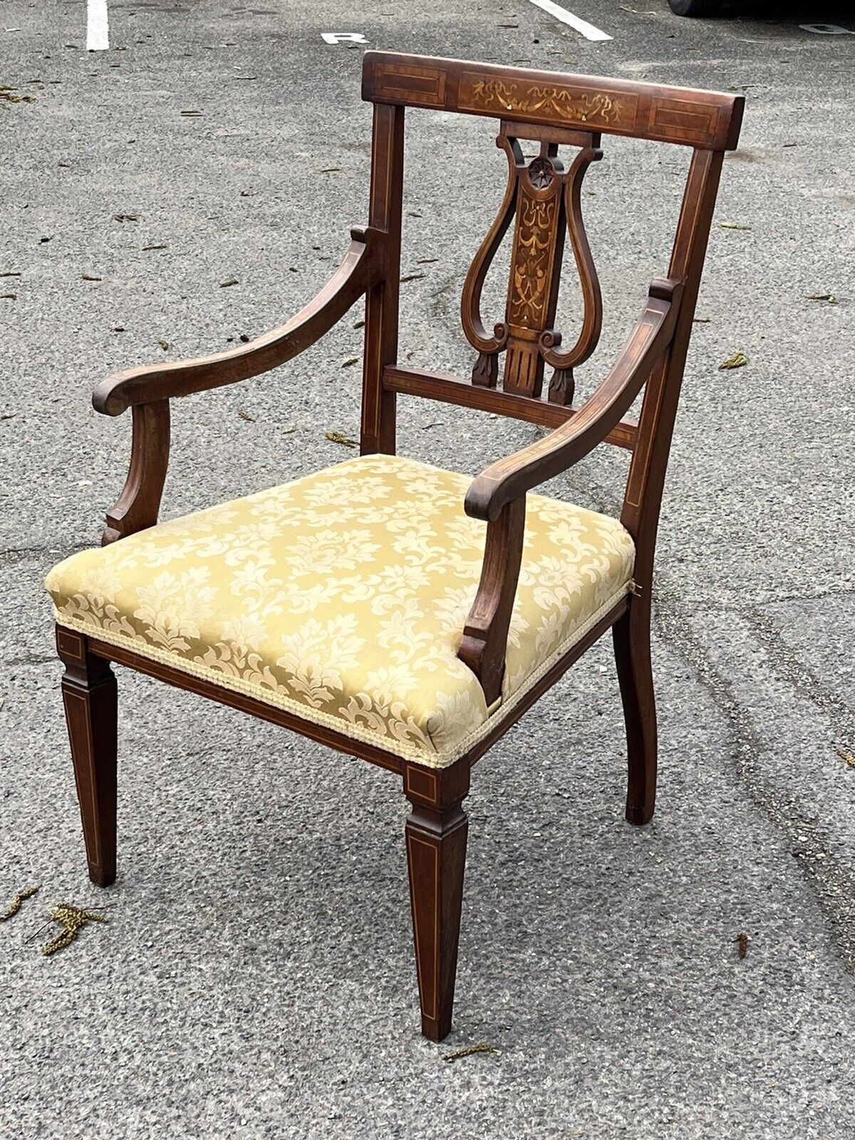 Antique Sheraton Inlaid Mahogany Armchair