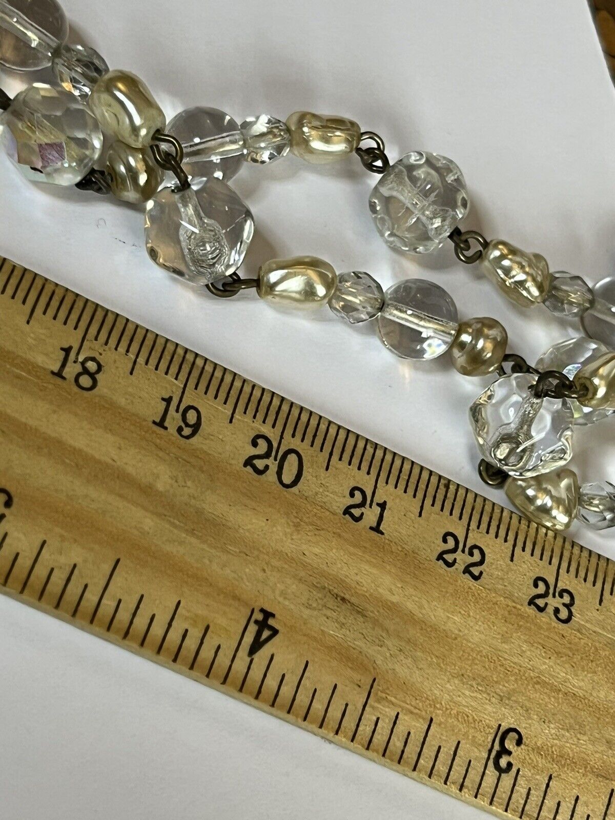 Vintage Silver Tone Faux Pearl Beaded Necklace