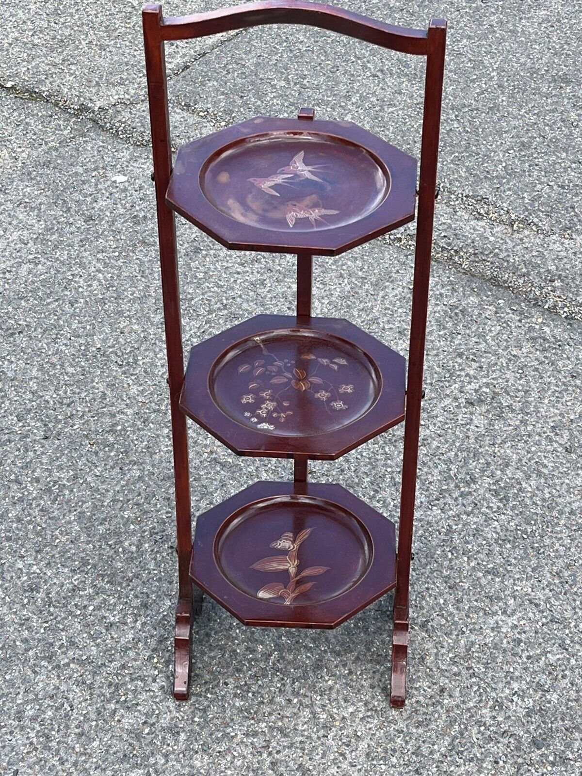 Edwardian Japanned Folding Cake Stand. Great for cream teas in the garden