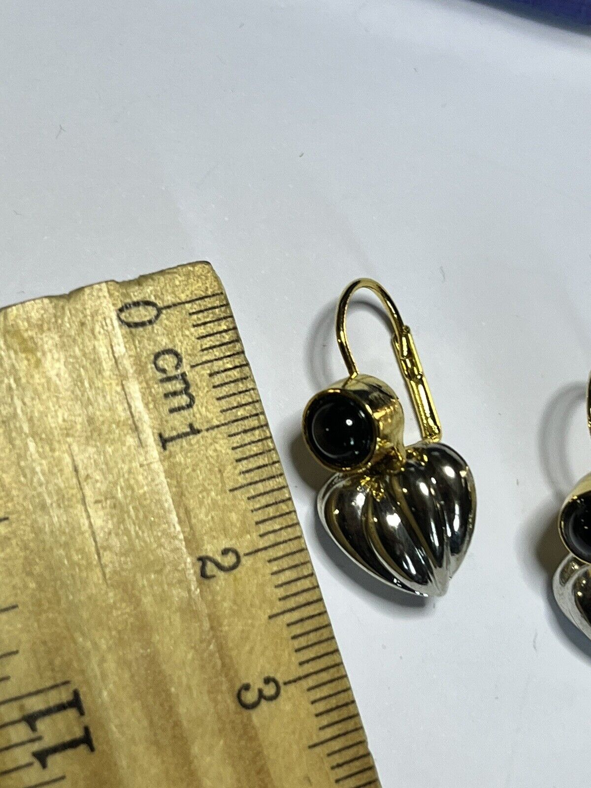 Vintage Guess Gold Silver Tone Heart Drop Earrings