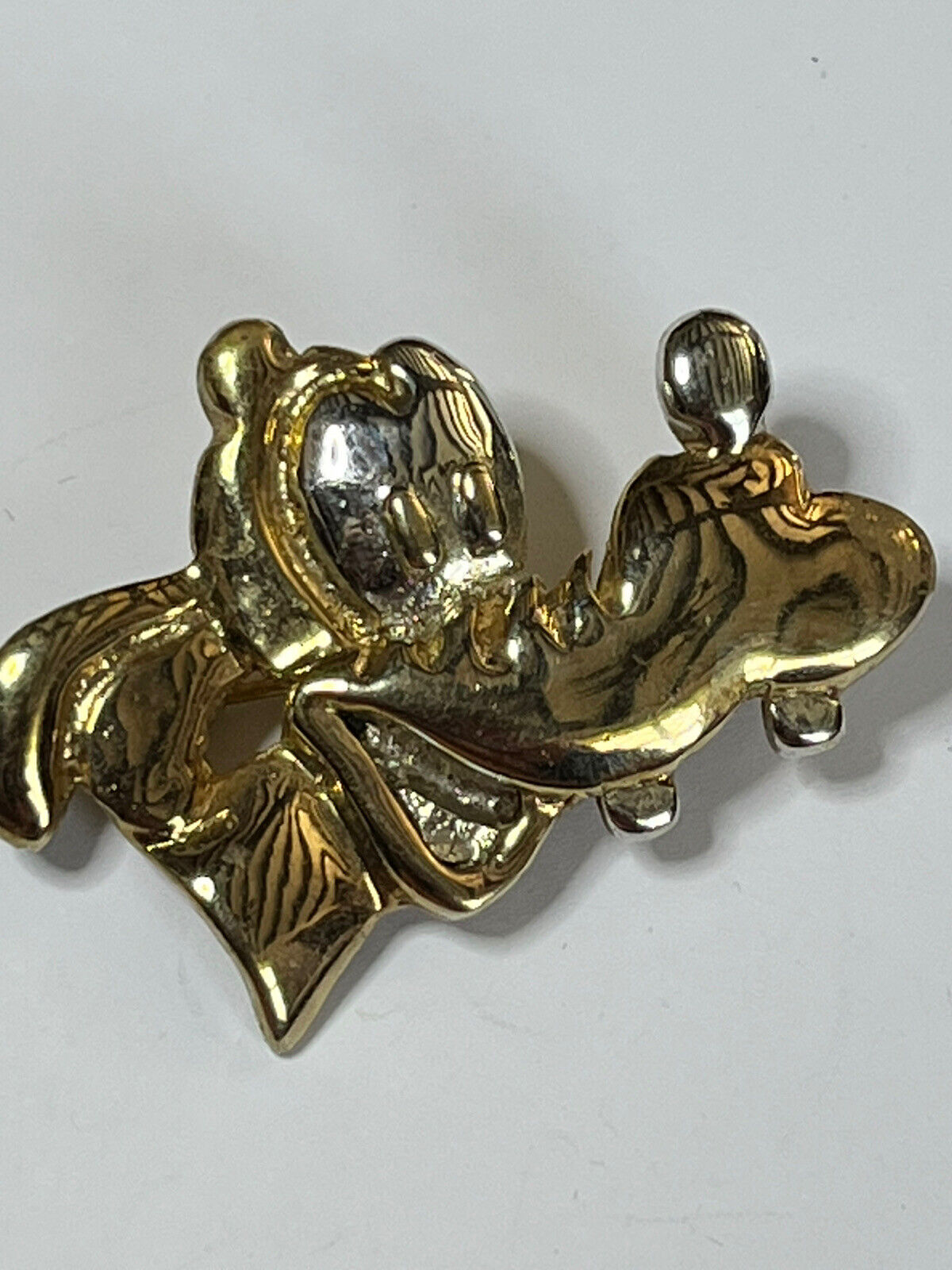 Vintage Disney Signed Gold Silver Tone Goofy Brooch