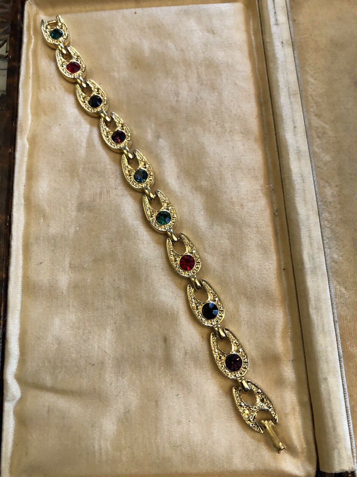 Vintage Gold Tone Multi Coloured Stone Bracelet