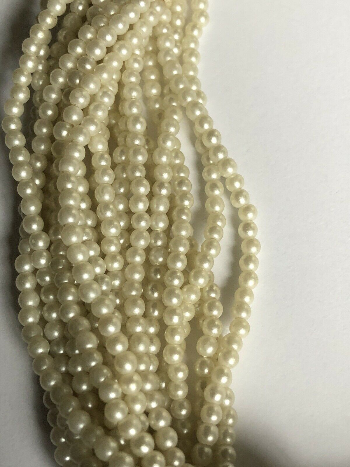 Vintage Multi Strand Faux Pearl Gold Tone Necklace