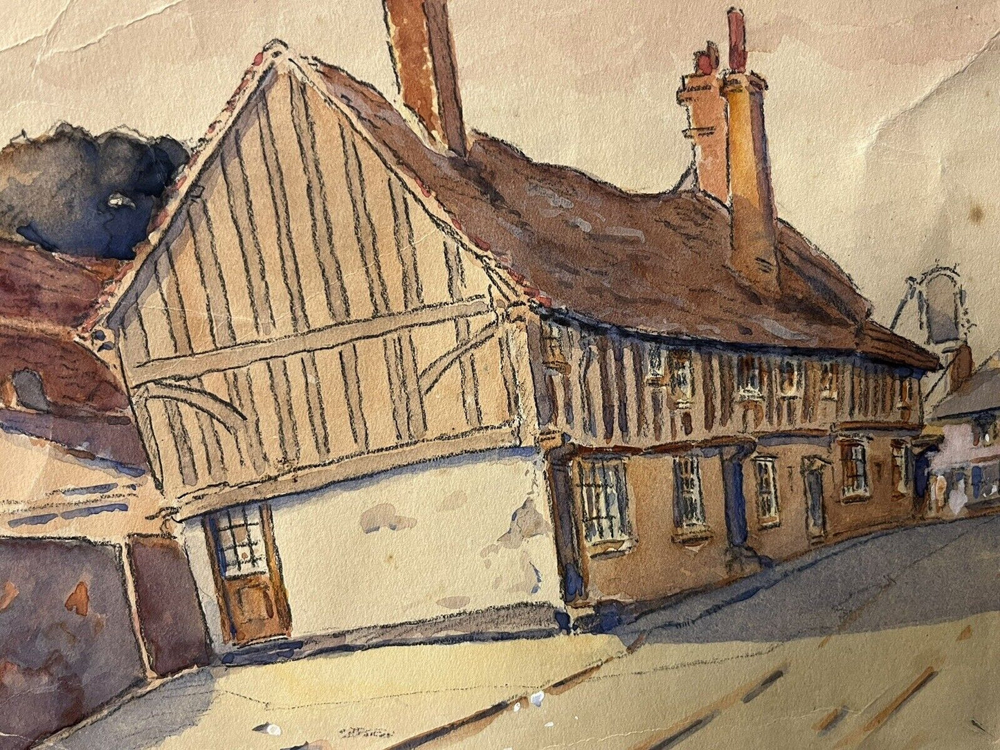 Tudor Cottages Watercolour