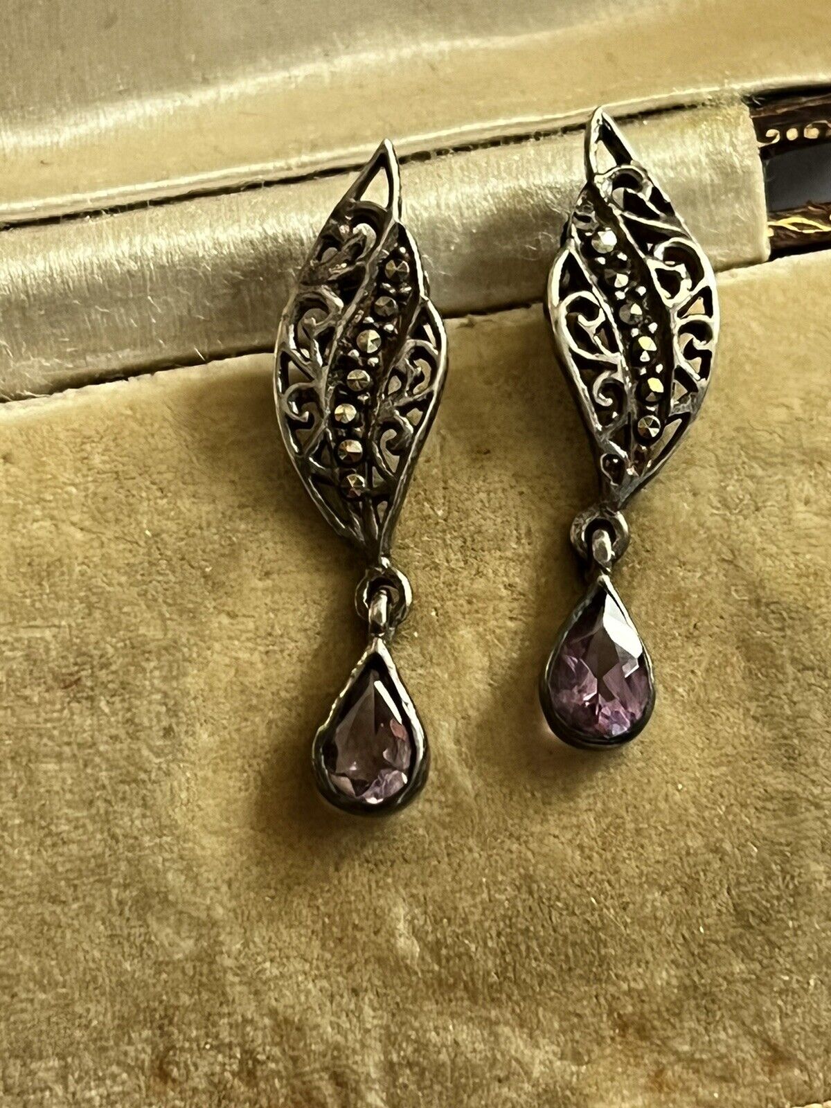 Amethyst sale marcasite earrings