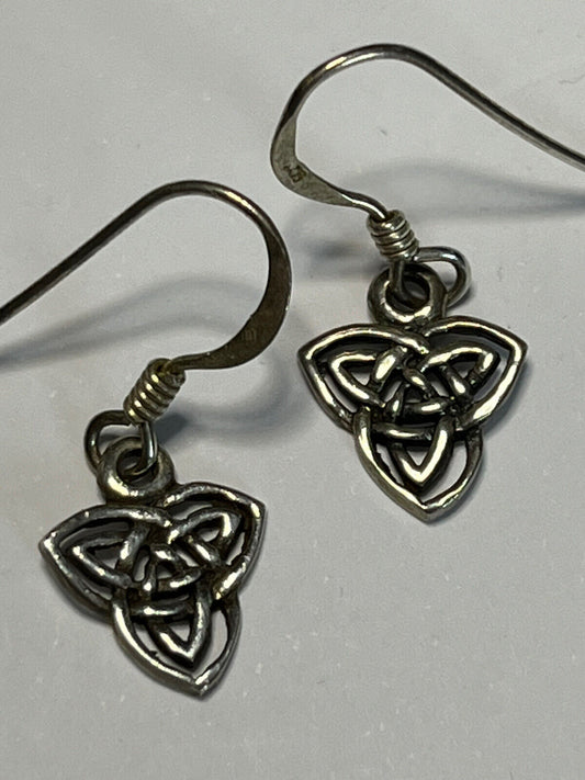 Vintage Celtic Cut Out Silver 925 Drop Earrings